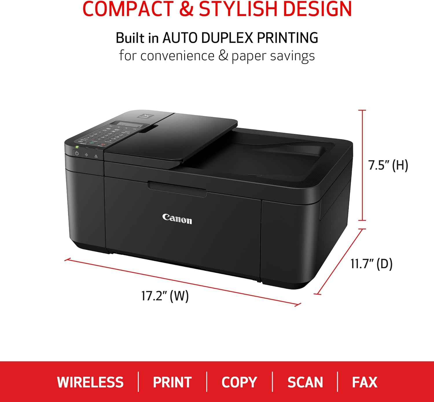 PIXMA TR4720 All-In-One Wireless Printer, Home Use with Auto Document Feeder, Mobile Printing and Built-In Fax, Black