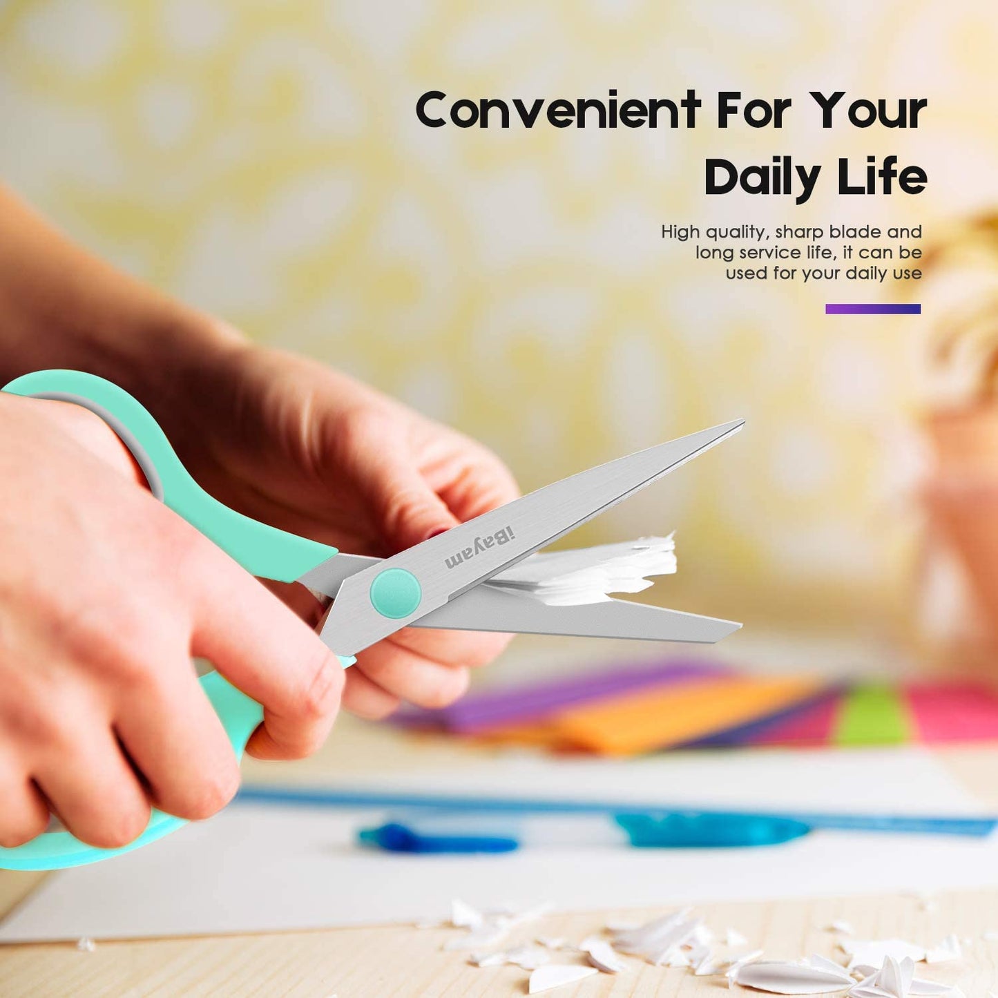 Scissors, 8" All Purpose Scissors Bulk 3-Pack, Ultra Sharp 2.5Mm Thick Blade Shears Comfort-Grip for Office Desk Accessories Sewing Fabric Home Craft Teacher School Supplies, Right/Left Handed