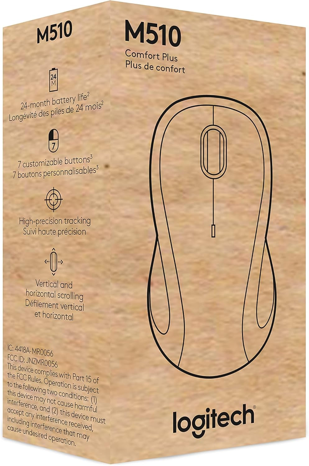 M510 Wireless Computer Mouse for PC with USB Unifying Receiver - Graphite