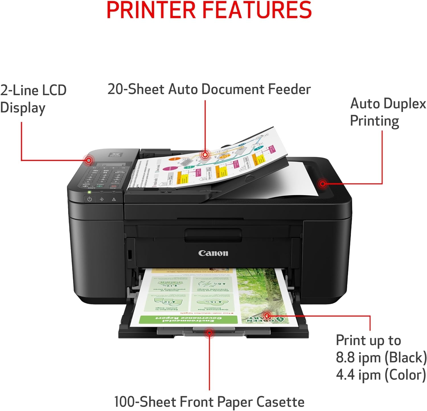 PIXMA TR4720 All-In-One Wireless Printer, Home Use with Auto Document Feeder, Mobile Printing and Built-In Fax, Black
