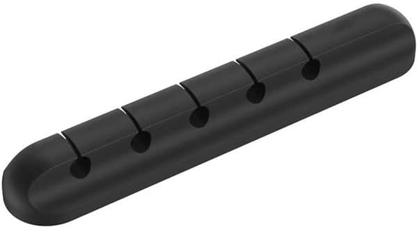 Cable Organizer Clips - 5-Slot Desktop Cord Manager, 4.5" L × 1" W × 0.6" H, Non-Slip Wire Holder for Office, Bedroom Black