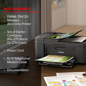 PIXMA TR4720 All-In-One Wireless Printer, Home Use with Auto Document Feeder, Mobile Printing and Built-In Fax, Black