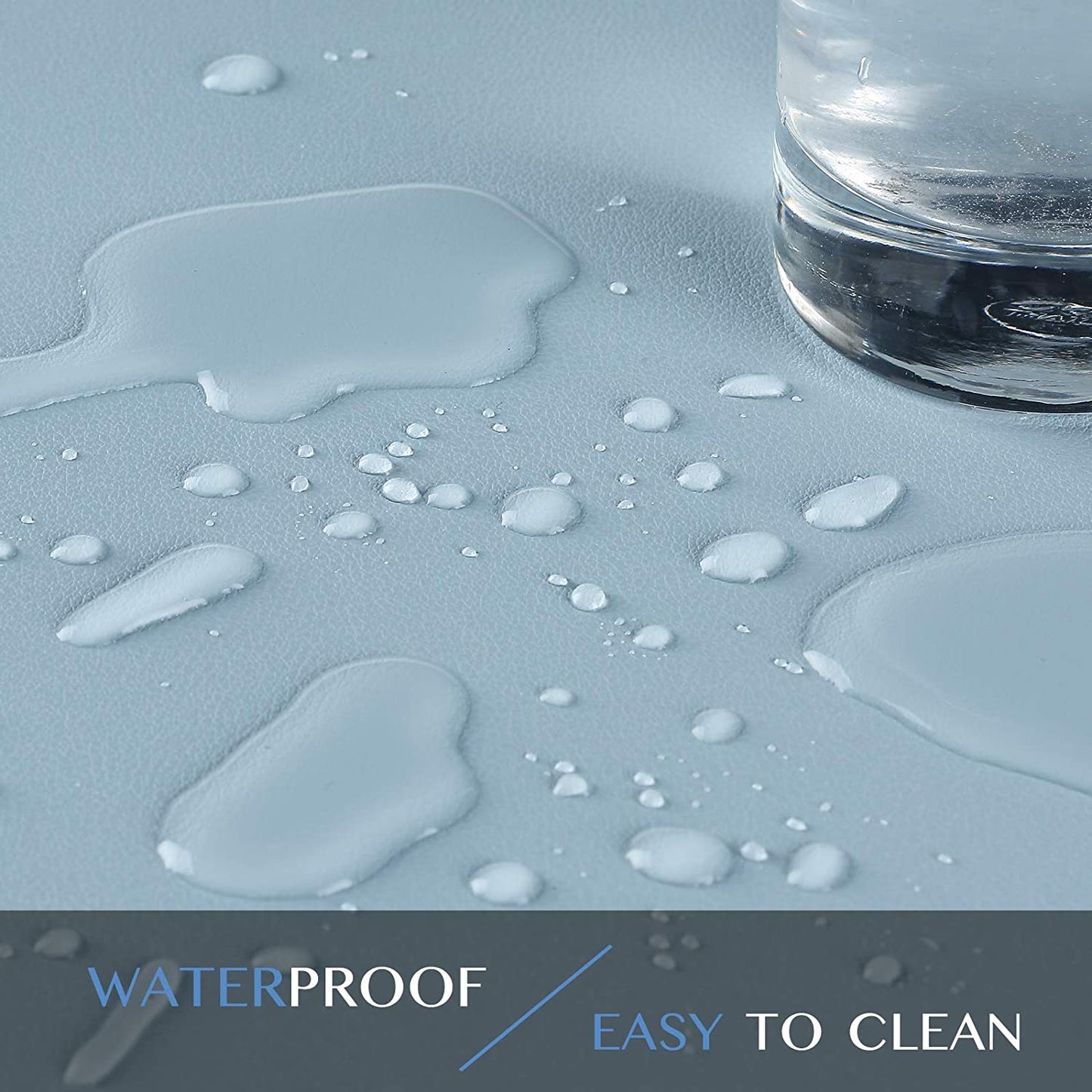 Large Office Leather Desk Mat, Mouse and Keyboard Pad, Computer and Laptop Mat, Desktop Protector and Cover, Writing Pad and Blotter (31.5"X15.7", Light Blue)