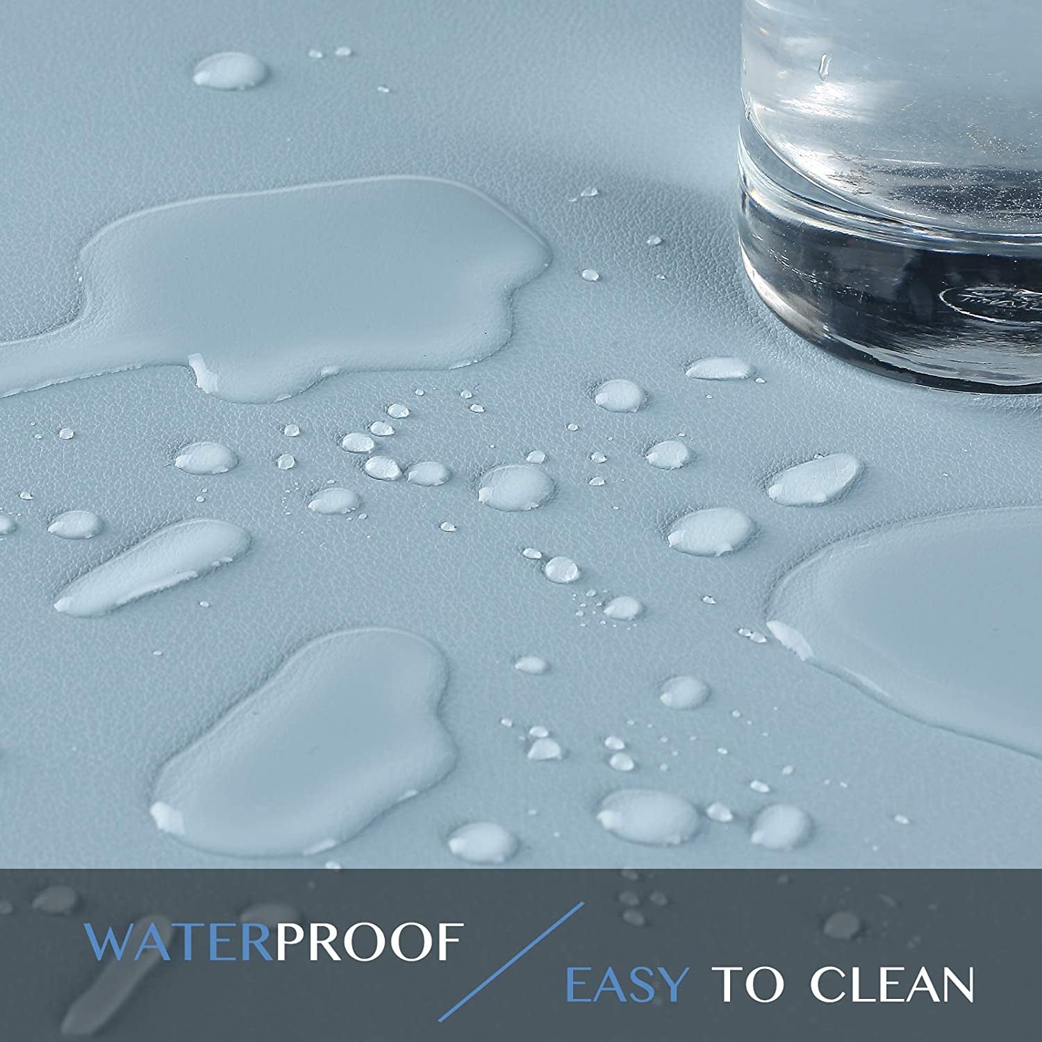 Large Office Leather Desk Mat, Mouse and Keyboard Pad, Computer and Laptop Mat, Desktop Protector and Cover, Writing Pad and Blotter (31.5"X15.7", Light Blue)