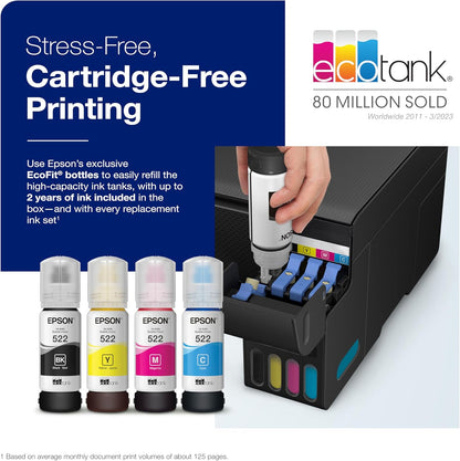 Ecotank ET-2400 Wireless Color All-In-One Cartridge-Free Supertank Printer with Scan and Copy – Easy, Everyday Home Printing, Black