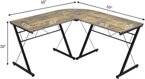 L-Shaped Desk Corner Computer Desk, Space-Saving & Multifunctional Home Office Desk Writing Workstation Study Desk with round Corner (Rustic Brown)