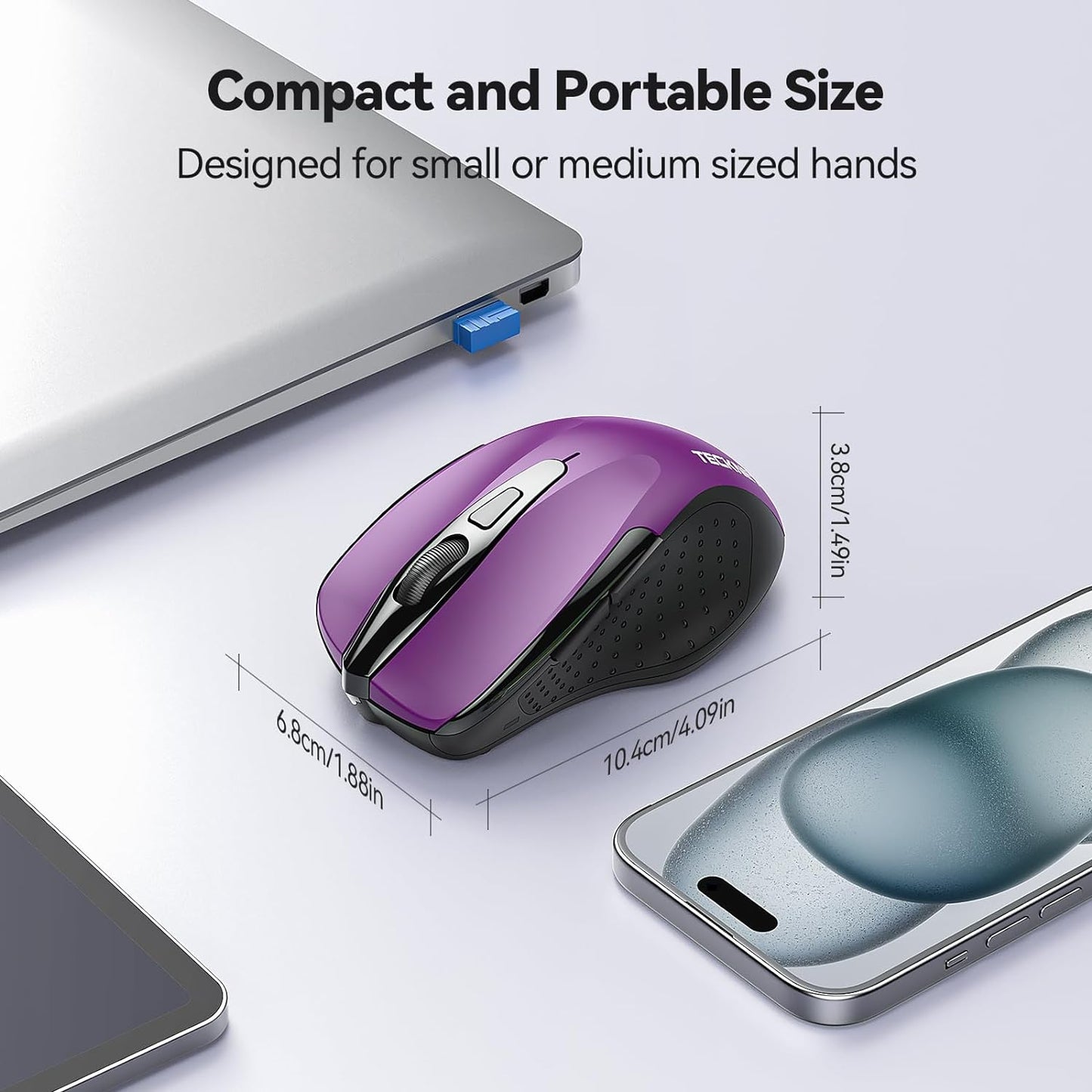 Wireless Mouse, 2.4G Ergonomic Optical Mouse, Computer Mouse for Laptop, PC, Computer, Chromebook, Notebook, 6 Buttons, 24 Months Battery Life, 2600 DPI, 5 Adjustment Levels