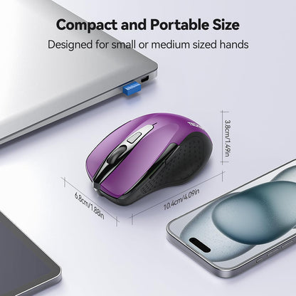 Wireless Mouse, 2.4G Ergonomic Optical Mouse, Computer Mouse for Laptop, PC, Computer, Chromebook, Notebook, 6 Buttons, 24 Months Battery Life, 2600 DPI, 5 Adjustment Levels