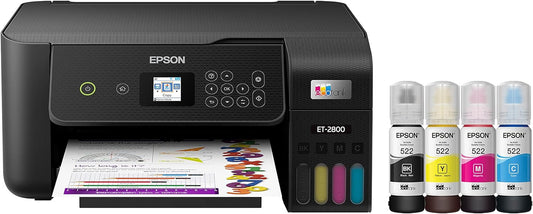 Ecotank ET-2800 Wireless Color All-In-One Cartridge-Free Supertank Printer with Scan and Copy Â€“ the Ideal Basic Home Printer - Black, Medium