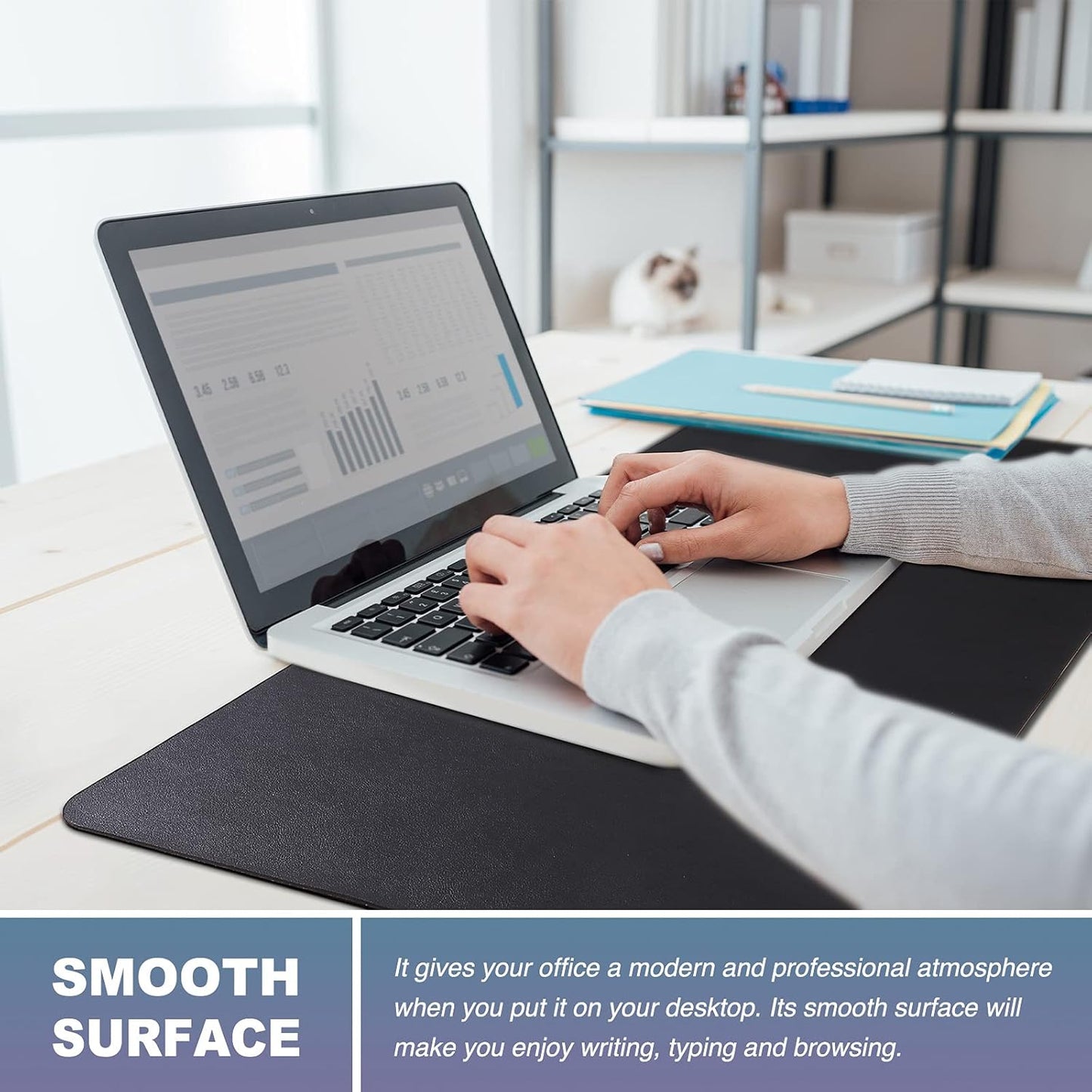 Non-Slip Desk Mat, Leather & Suede, Desk Pad, 31.5"X15.7", Black