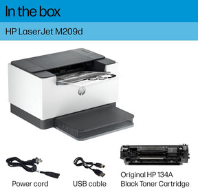 Laserjet M209D Laser Printer, Black and White, Automatic Duplex, USB Only (Cable Included), Best for Home Office (8J9L0F)