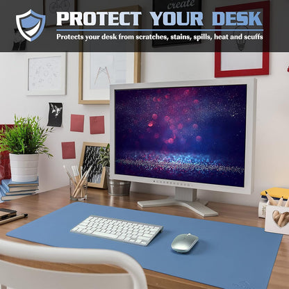 Non-Slip Desk Mat, Desk Pad, Desk Blotter, Desktop Mat for Desk, Large Desk Protector Mat, Office Computer and Laptop Mat for Desk, Writing Mat (31.5"X15.7", Blue)