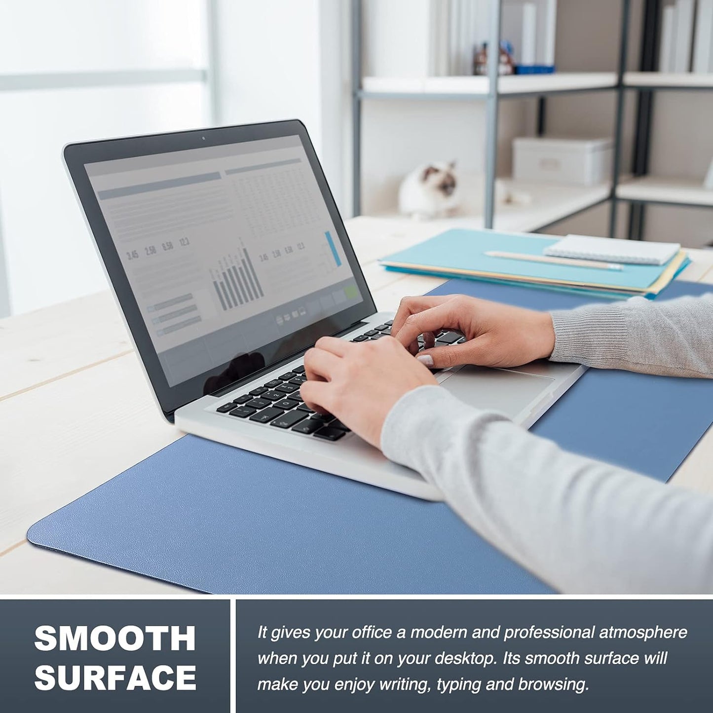 Non-Slip Desk Mat, Desk Pad, Desk Blotter, Desktop Mat for Desk, Large Desk Protector Mat, Office Computer and Laptop Mat for Desk, Writing Mat (31.5"X15.7", Blue)
