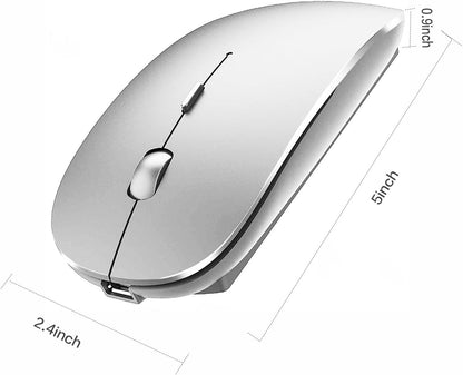 Bluetooth Wireless Mouse for Laptop Mac Macbook Ipad Macbook Air Macbook Pro Pc Desktop Computer Windows Chromebook Notebook (Silver)