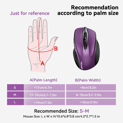 Wireless Mouse, 2.4G Ergonomic Optical Mouse, Computer Mouse for Laptop, PC, Computer, Chromebook, Notebook, 6 Buttons, 24 Months Battery Life, 2600 DPI, 5 Adjustment Levels
