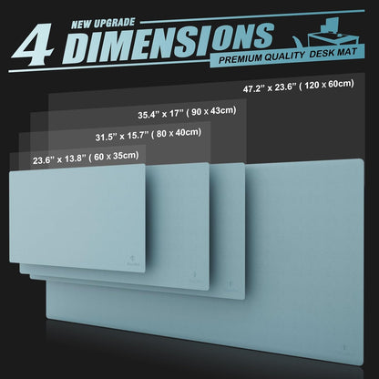 Large Office Leather Desk Mat, Mouse and Keyboard Pad, Computer and Laptop Mat, Desktop Protector and Cover, Writing Pad and Blotter (31.5"X15.7", Light Blue)