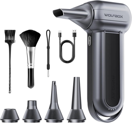 MF100 Electric Air Duster-150000Rpm Super Power Cordless Air Duster, Rechargeable Brushless Motor Durable Blower, 3-Gear Adjustable Dust Blower for Computer, Keyboard, Outdoor, House and Car