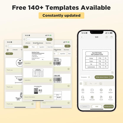 T50M Pro Bluetooth Label Maker Machine with Tape, Wide Waterproof Label, Versatile App with 40 Fonts and 450+ Icons, Inkless Labeler for Home, Kitchen, School, Office Organization, Black