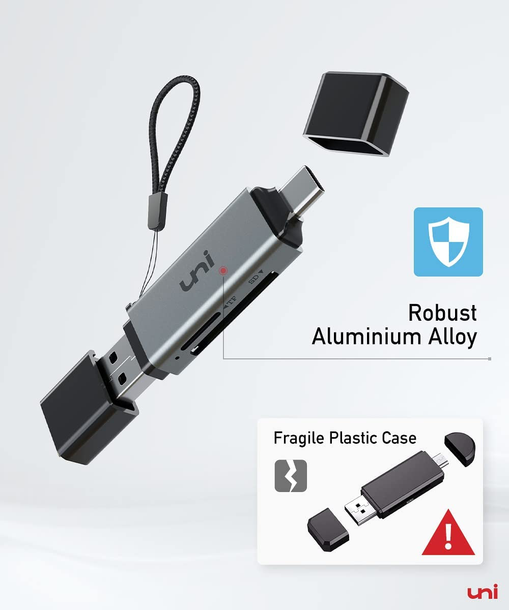 SD Card Reader, High-Speed USB C to Micro SD Card Adapter USB 3.0 Dual Slots, Memory Card Reader for Sd/Micro SD/SDHC/SDXC/MMC, Compatible with Macbook Pro/Air, Chromebook, Android Galaxy