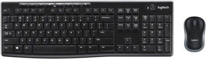 MK270 Wireless Keyboard and Mouse Combo for Windows, 2.4 Ghz Wireless, Compact Mouse, 8 Multimedia and Shortcut Keys, for PC, Laptop - Black