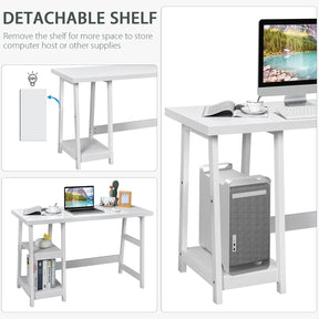 White Desk with Shelves, Modern Trestle Desk Home Office Desk with Storage Shelf, Space Saving Study Writing Desk, Desk for Bedroom