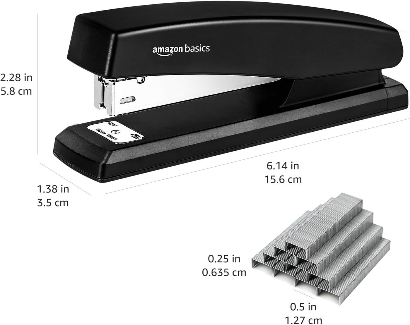 Stapler with 1000 Staples, Office Stapler, 25 Sheet Capacity, Non-Slip, Black