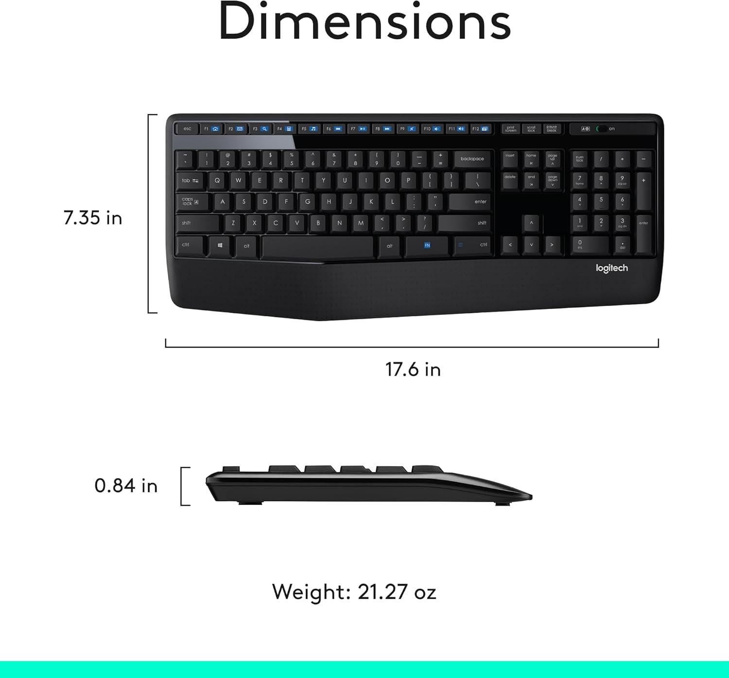 MK345 Wireless Combo Full-Sized Keyboard with Palm Rest and Comfortable Right-Handed Mouse, 2.4 Ghz Wireless USB Receiver, Compatible with PC, Laptop,Black