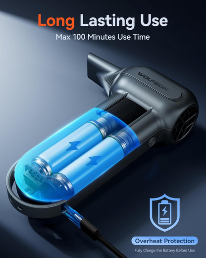 MF100 Electric Air Duster-150000Rpm Super Power Cordless Air Duster, Rechargeable Brushless Motor Durable Blower, 3-Gear Adjustable Dust Blower for Computer, Keyboard, Outdoor, House and Car