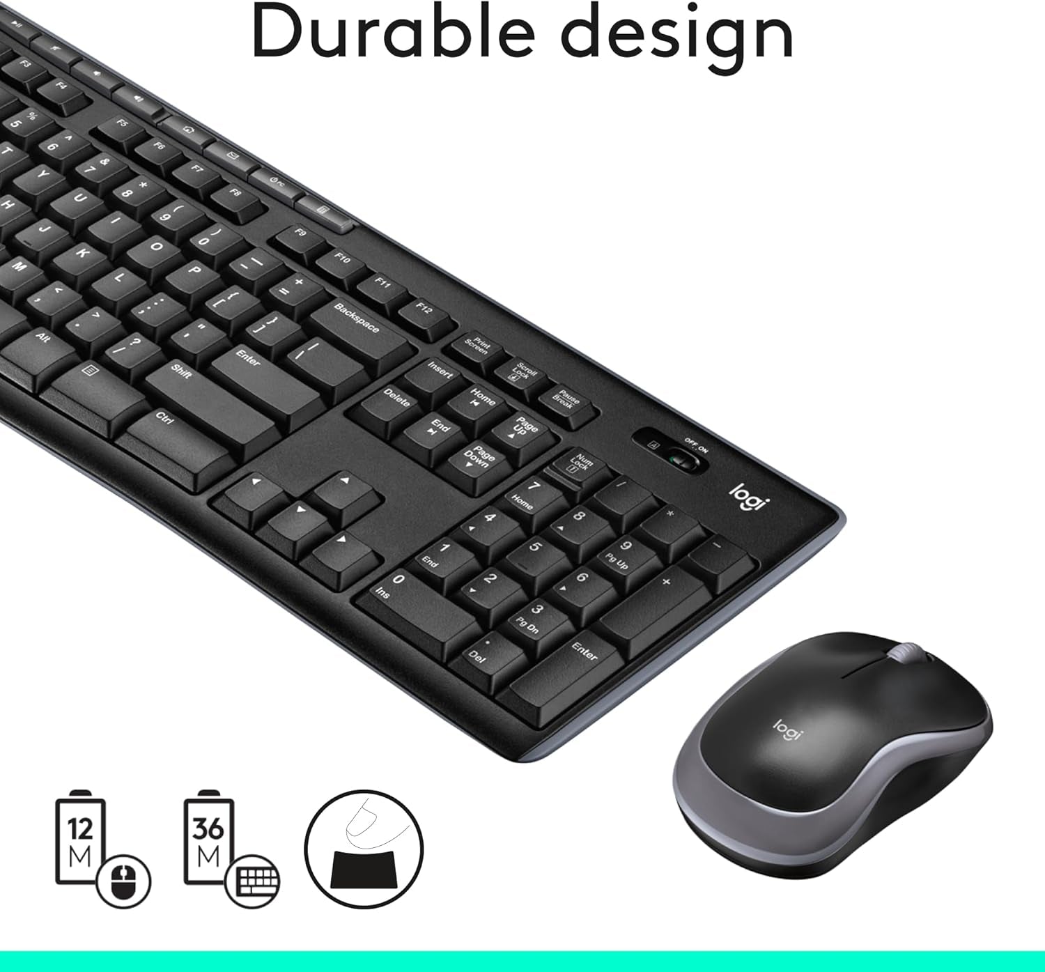 MK270 Wireless Keyboard and Mouse Combo for Windows, 2.4 Ghz Wireless, Compact Mouse, 8 Multimedia and Shortcut Keys, for PC, Laptop - Black