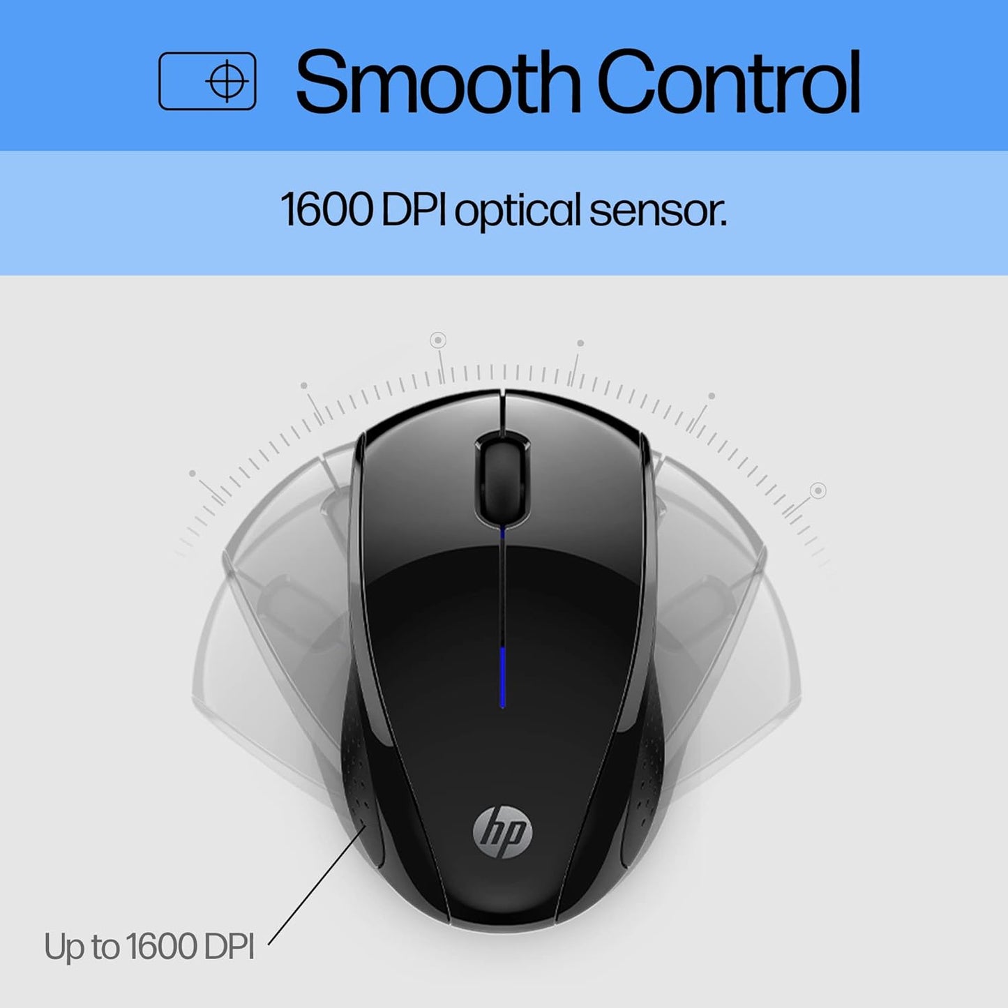 X3000 G3 Wireless Mouse - Black, 15-Month Battery, Side Grips for Control, Travel-Friendly, Blue LED, Powerful 1600 DPI Optical Sensor, Compatible with Wins Pc/Laptop, Mac, Chromebook (683N7AA)