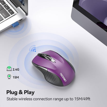 Wireless Mouse, 2.4G Ergonomic Optical Mouse, Computer Mouse for Laptop, PC, Computer, Chromebook, Notebook, 6 Buttons, 24 Months Battery Life, 2600 DPI, 5 Adjustment Levels