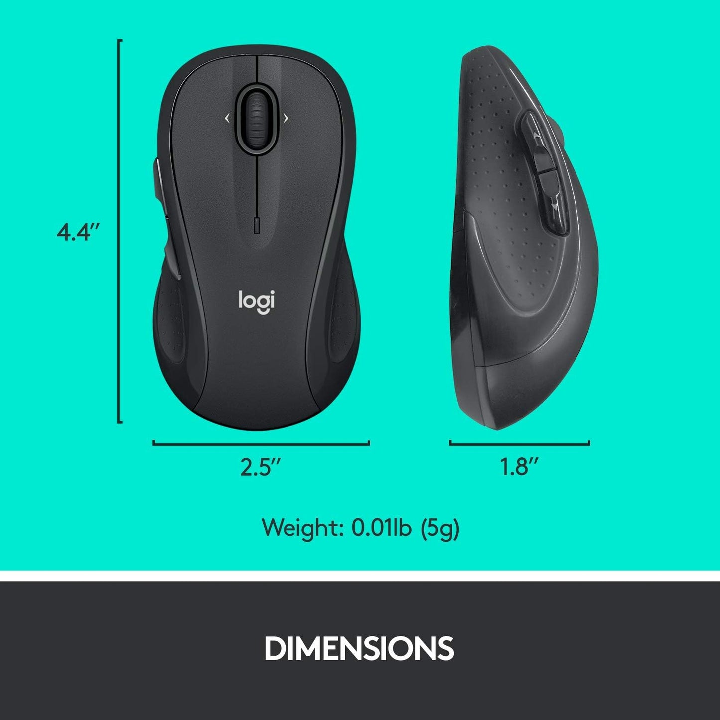 M510 Wireless Computer Mouse for PC with USB Unifying Receiver - Graphite