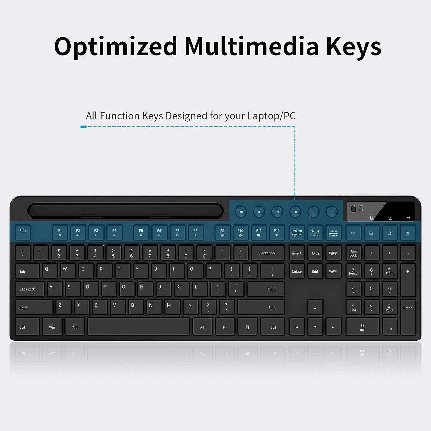 Wireless Keyboard and Mouse Combo,  2.4G Ergonomic Wireless Computer Keyboard with Phone Tablet Holder, Silent Mouse with 6 Button, Compatible with Macbook, Windows (Black)
