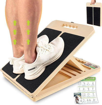 MobilEase™ 2-in-1 Balance + Portable Wooden Slant Board + Free 2 Pack Knee Braces for Pain Relief