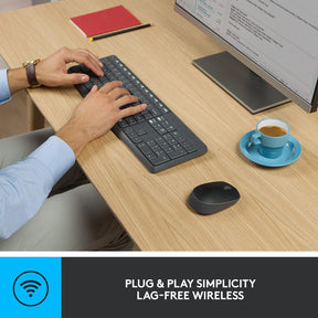 MK235 Wireless Keyboard and Mouse Combo for Windows, USB Receiver, 15 FN Keys, Long Battery Life, Compatible with PC, Laptop