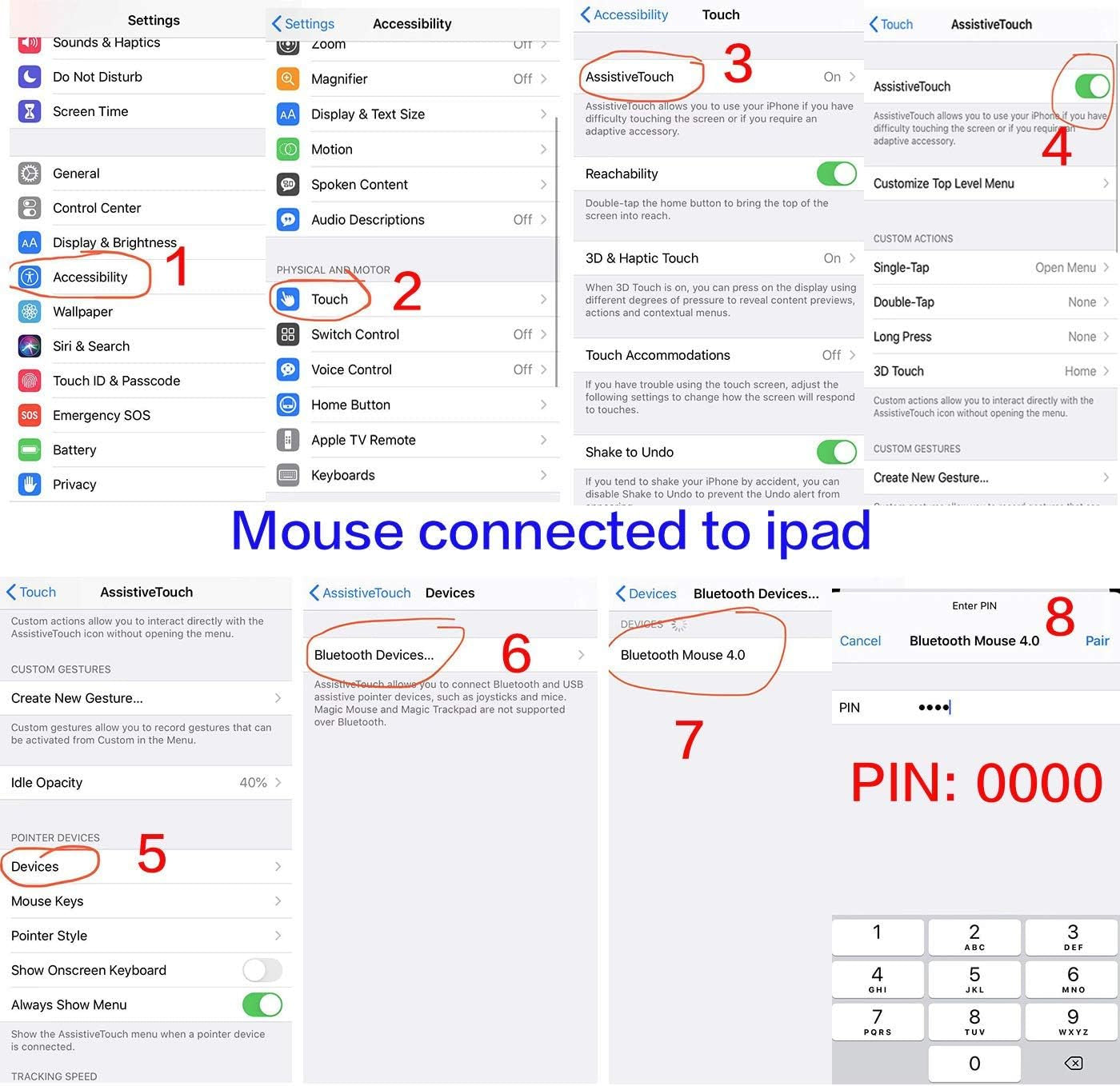 Bluetooth Wireless Mouse for Laptop Mac Macbook Ipad Macbook Air Macbook Pro Pc Desktop Computer Windows Chromebook Notebook (Silver)
