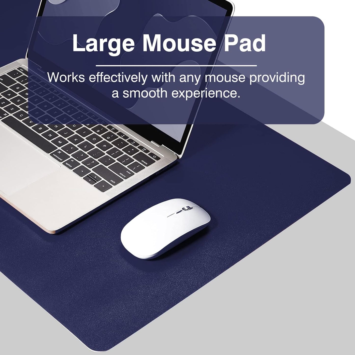 Dual Sided Desk Pad, Large Desk Mat, Waterproof Desk Blotter Protector Mouse Pad, Leather Desk Pad Large for Keyboard and Mouse (36" X 17", Dark Blue/Yellow)