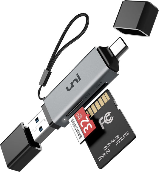 SD Card Reader, High-Speed USB C to Micro SD Card Adapter USB 3.0 Dual Slots, Memory Card Reader for Sd/Micro SD/SDHC/SDXC/MMC, Compatible with Macbook Pro/Air, Chromebook, Android Galaxy