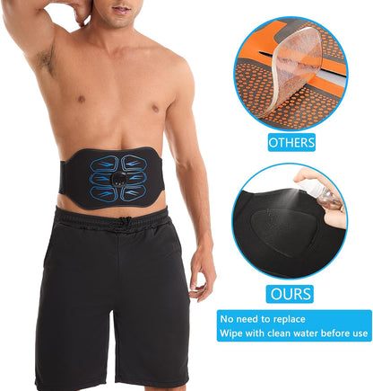ABS Stimulator - EMS Muscle Stimulator, Ab Machine, Portable Abdominal Belt, Electronic Pulse Massager, Home Office Fitness Workout Equipment, Blue
