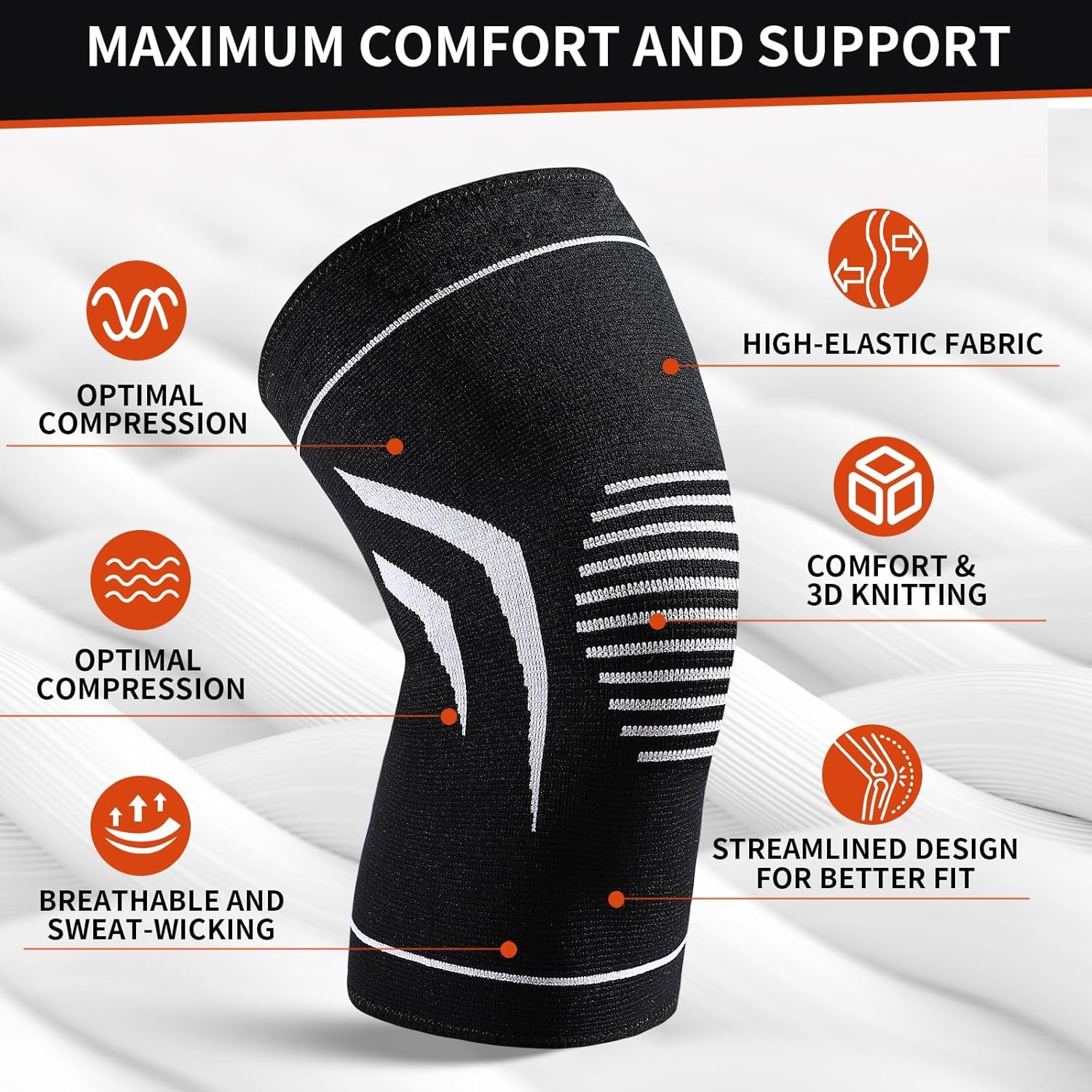 Knee Braces for Pain Relief, 2 Pack Thin Compression Sleeves for Meniscus Tears, Arthritis, ACL Support, Joint Recovery, Women Men, Teenagers Ideal for Workouts and Running