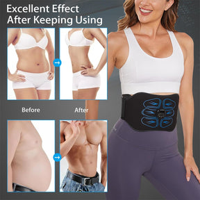 ABS Stimulator - EMS Muscle Stimulator, Ab Machine, Portable Abdominal Belt, Electronic Pulse Massager, Home Office Fitness Workout Equipment, Blue