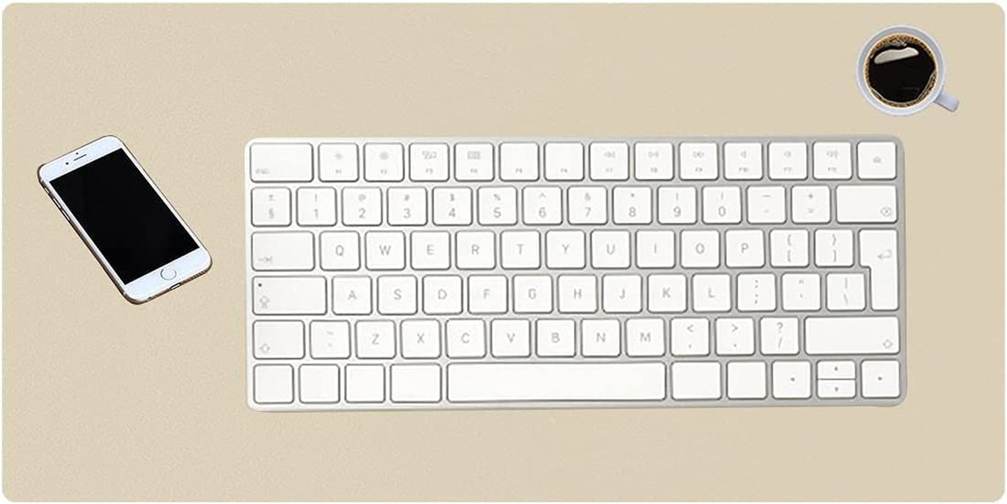 Desk Pad Office Desktop Protecter, PU Leather Desk Mat Blotters Organizer with Comfortable Writing Surface (23.6" X 11.8", Beige)