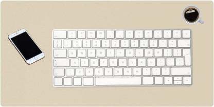 Desk Pad Office Desktop Protecter, PU Leather Desk Mat Blotters Organizer with Comfortable Writing Surface (23.6" X 11.8", Beige)