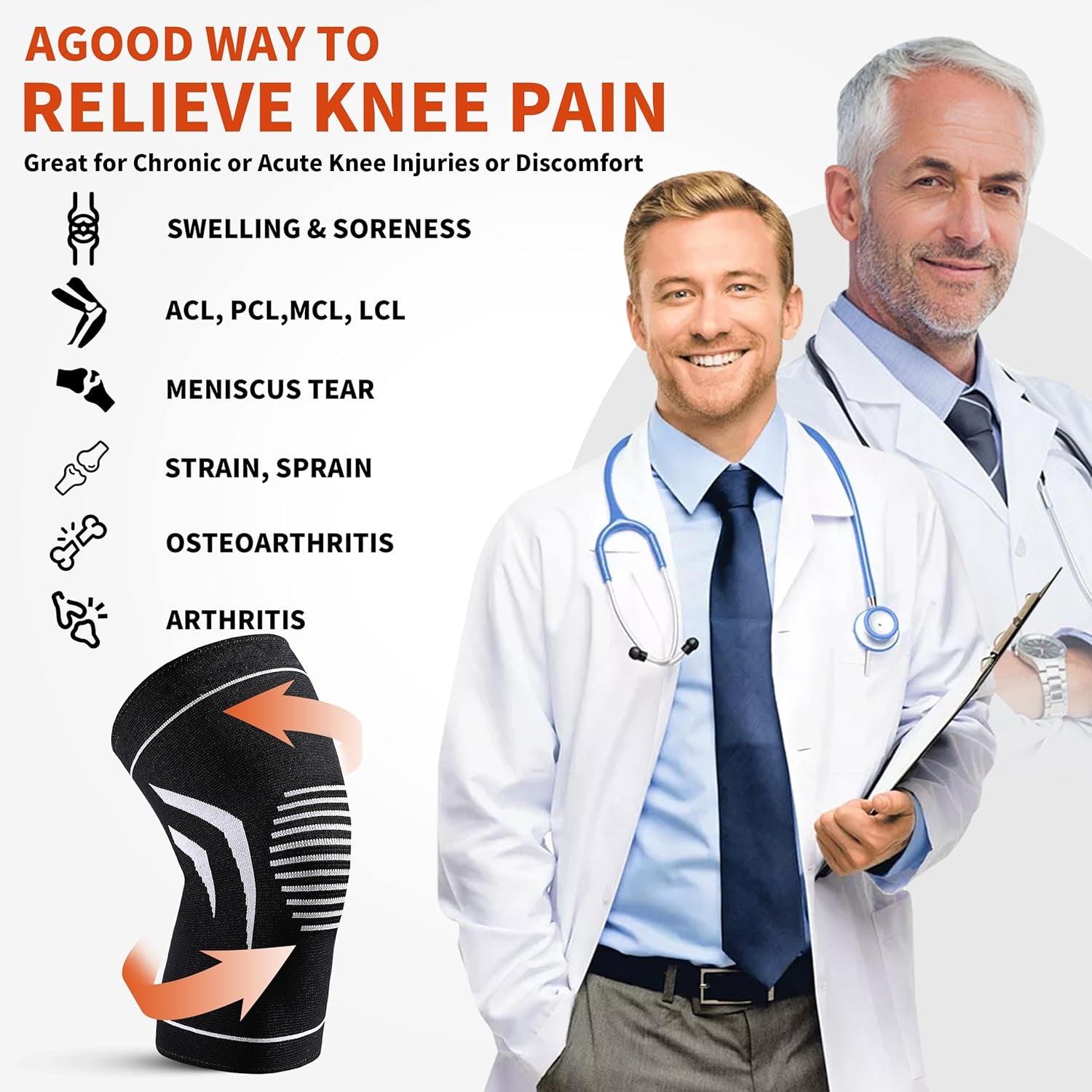 Knee Braces for Pain Relief, 2 Pack Thin Compression Sleeves for Meniscus Tears, Arthritis, ACL Support, Joint Recovery, Women Men, Teenagers Ideal for Workouts and Running