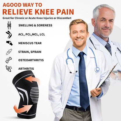 Knee Braces for Pain Relief, 2 Pack Thin Compression Sleeves for Meniscus Tears, Arthritis, ACL Support, Joint Recovery, Women Men, Teenagers Ideal for Workouts and Running