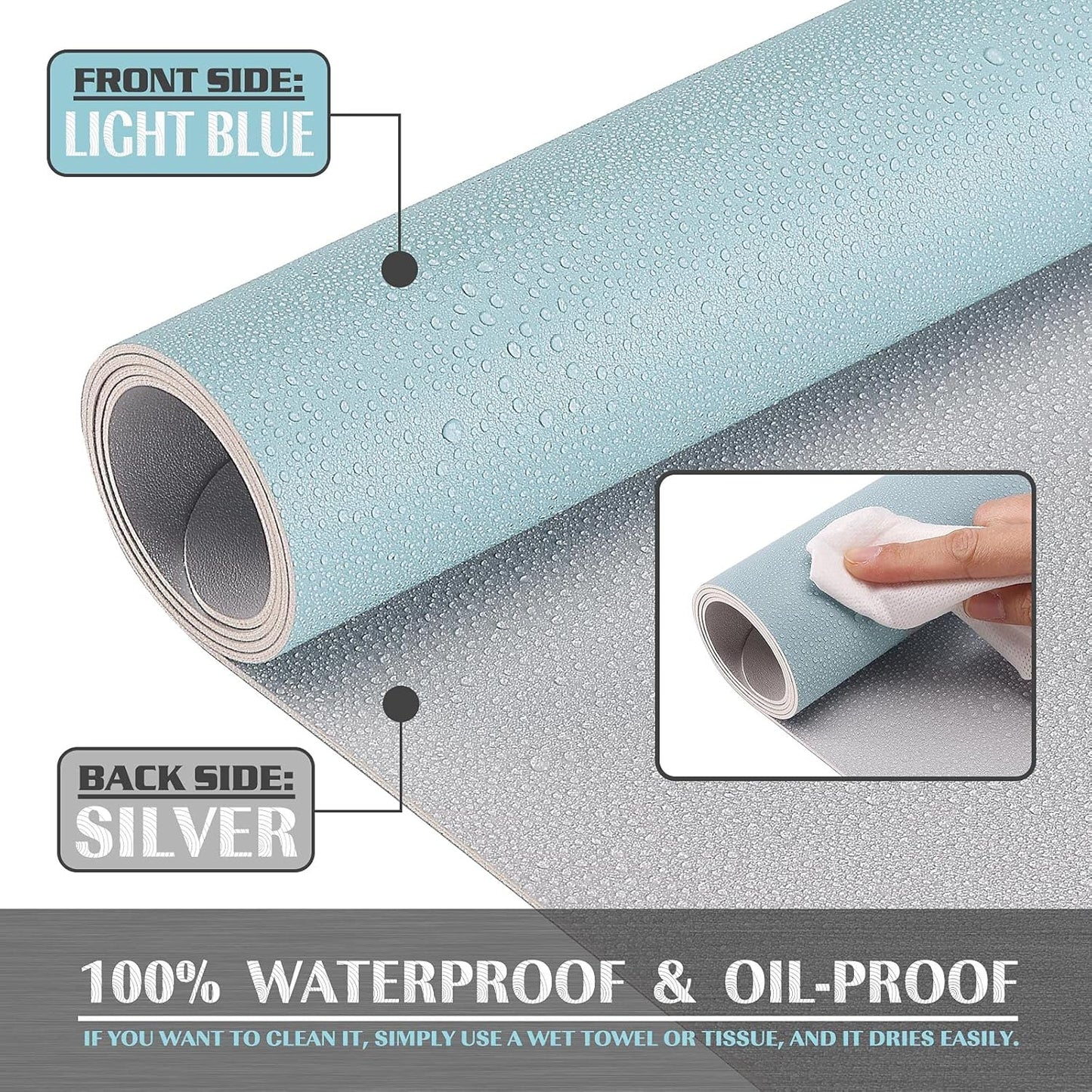 Large Office Leather Desk Mat, Mouse and Keyboard Pad, Computer and Laptop Mat, Desktop Protector and Cover, Writing Pad and Blotter (31.5"X15.7", Light Blue)