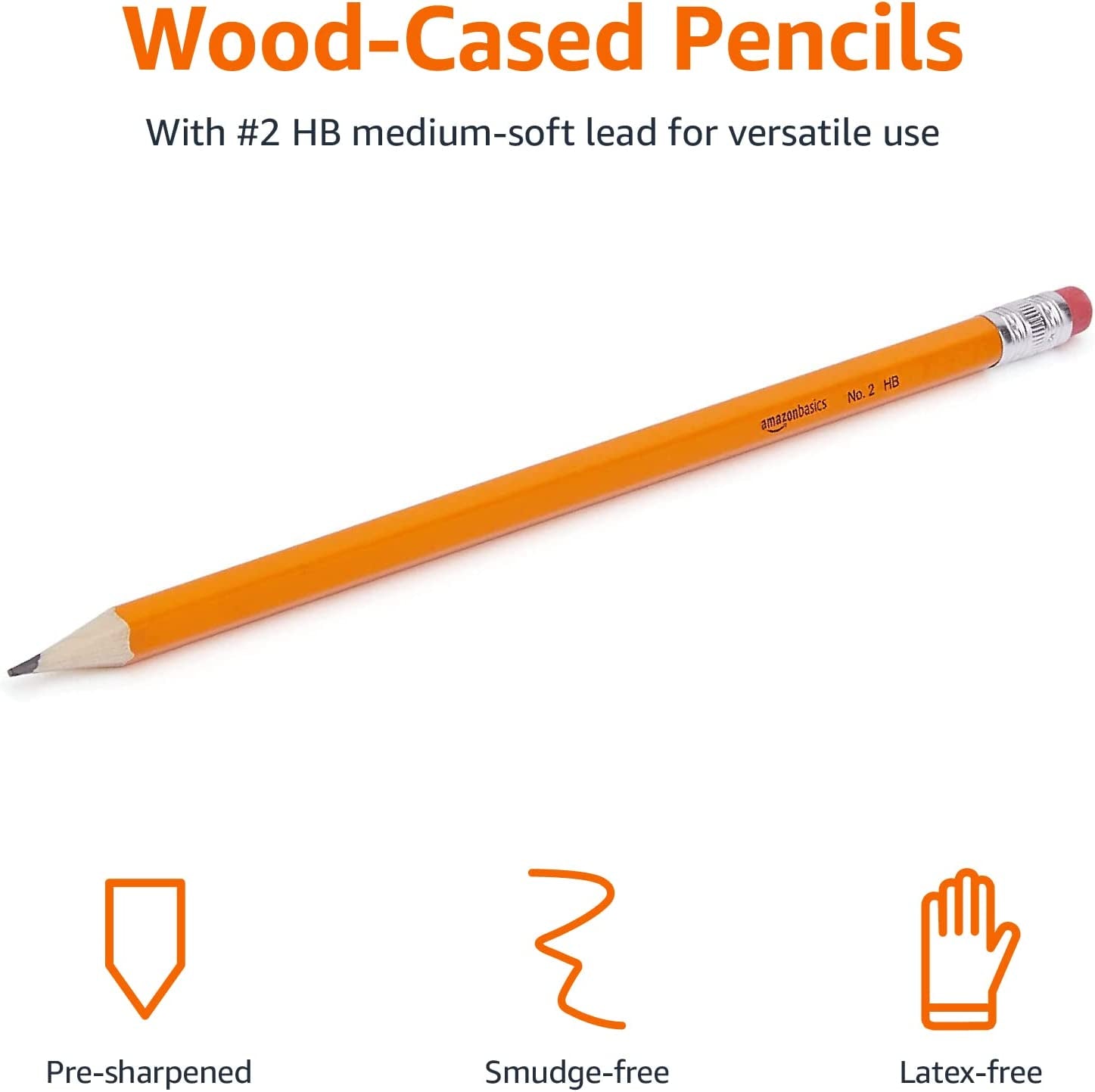 Woodcased Classroom #2 Pencils with Erasers, Pre-Sharpened, HB Lead, Value Pack of 30 Count, Orange