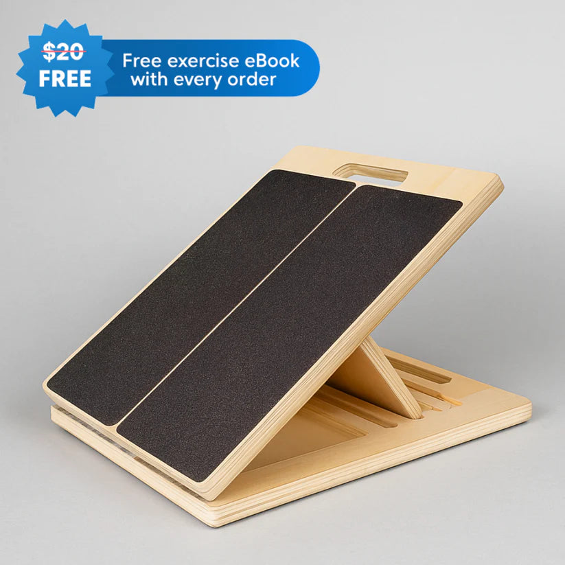 MobilEase™ 2-in-1 Balance + Portable Wooden Slant Board + Free 2 Pack Knee Braces for Pain Relief