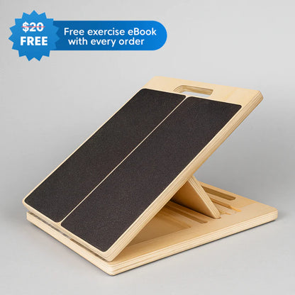 MobilEase™ 2-in-1 Balance + Portable Wooden Slant Board + Free 2 Pack Knee Braces for Pain Relief