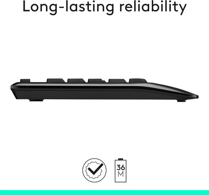 MK345 Wireless Combo Full-Sized Keyboard with Palm Rest and Comfortable Right-Handed Mouse, 2.4 Ghz Wireless USB Receiver, Compatible with PC, Laptop,Black